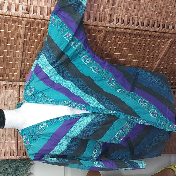 Vintage Hand Crafted Quilted Coat Purple, Teal, Black - Picture 3 of 14
